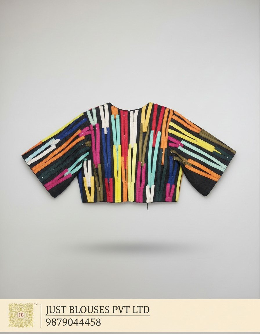 Premium Real Zip Patchwork Blouse