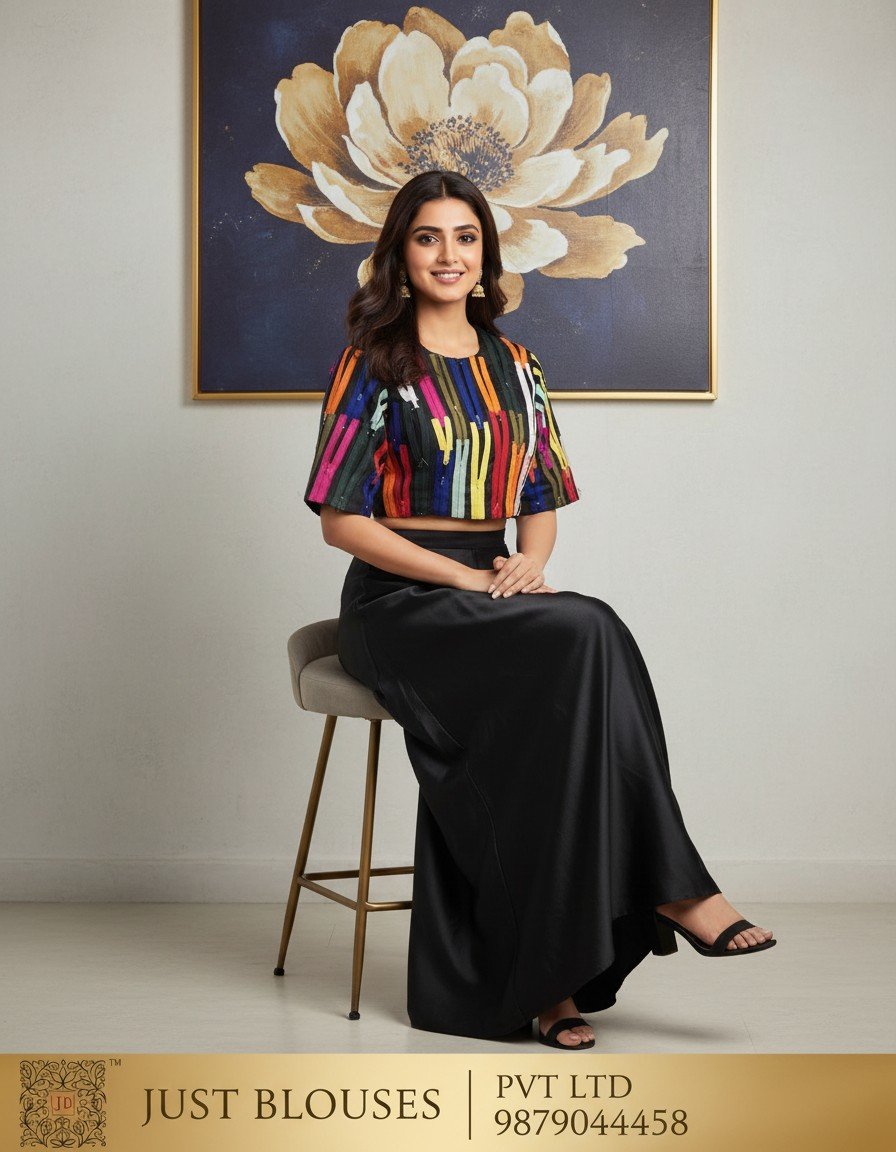 Premium Real Zip Patchwork Blouse