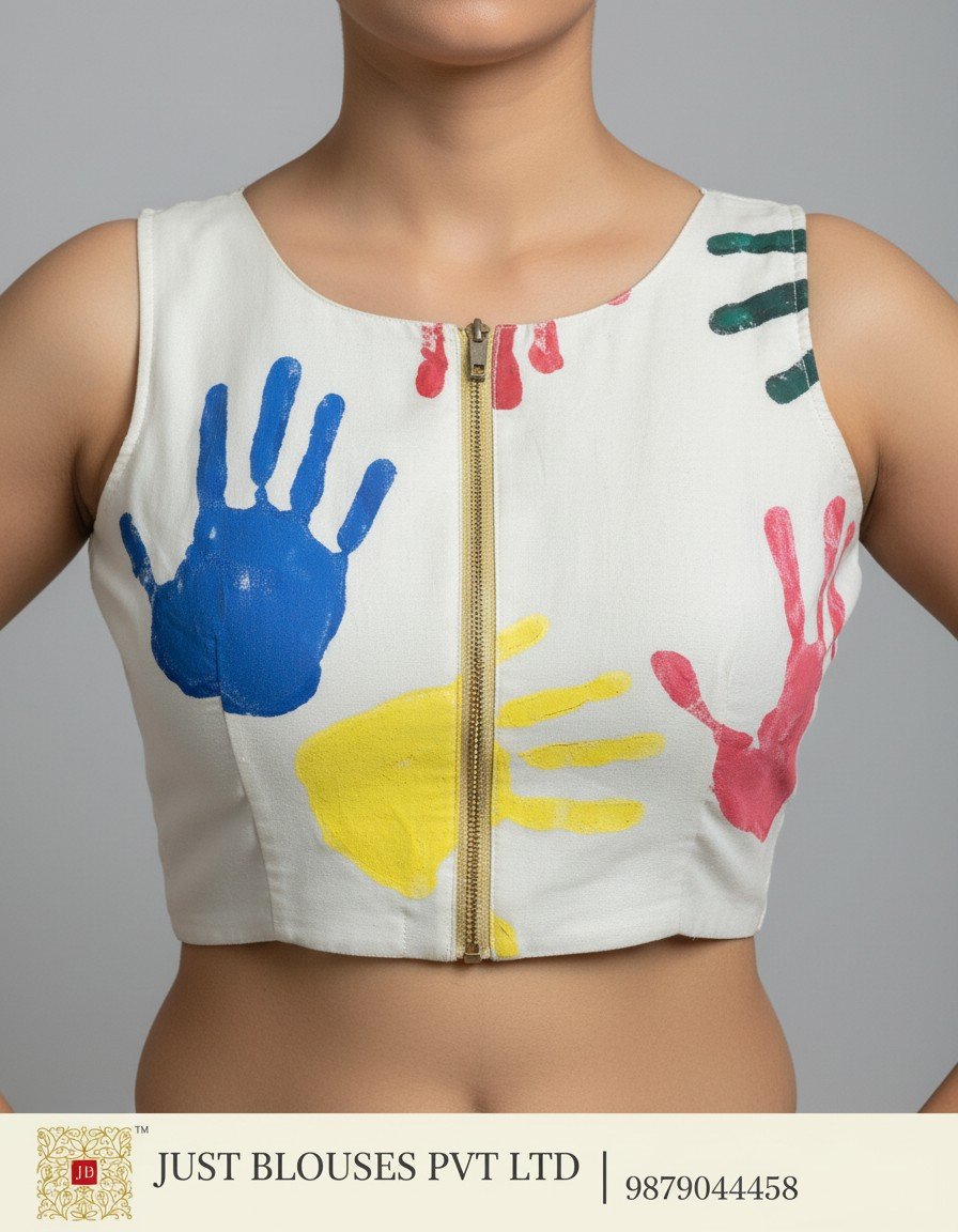 Hand Painted Motiff Holi Blouse
