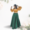 Yellow Floral Romantic Sleeves Crop Blouse