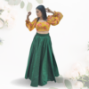 Yellow Floral Romantic Sleeves Crop Blouse
